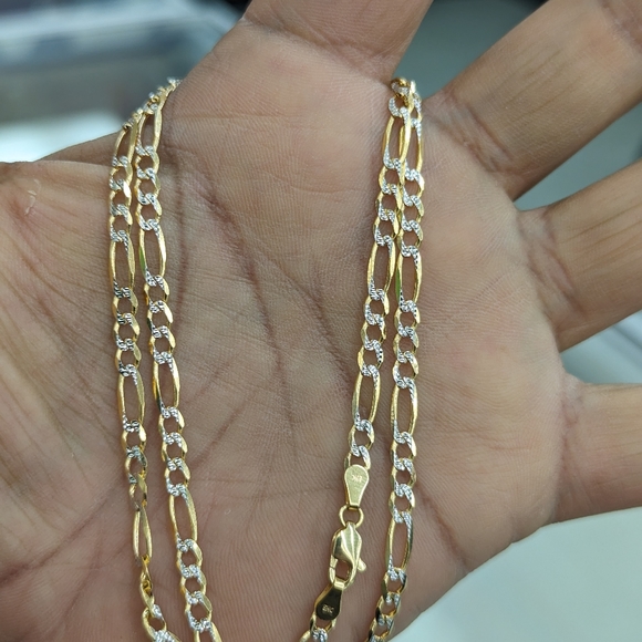 14kt Real Solid Gold Figaro Diamond Cut Chain 3.7mm 22 inches